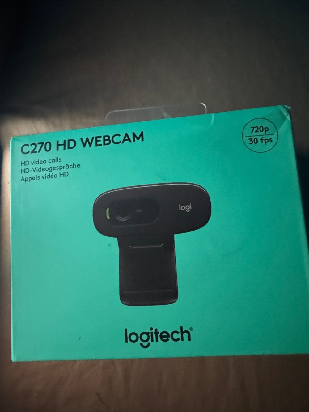 Logitech Black Webcam on Teal Packaging